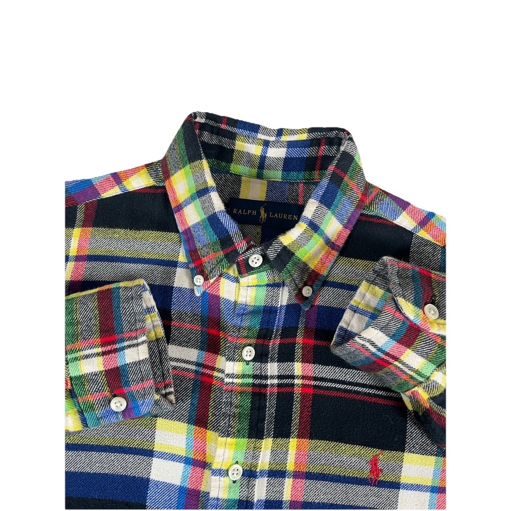 Polo Ralph‎ Lauren Colorful Plaid L/S Button Down Flannel Shirt Men's Med Pony